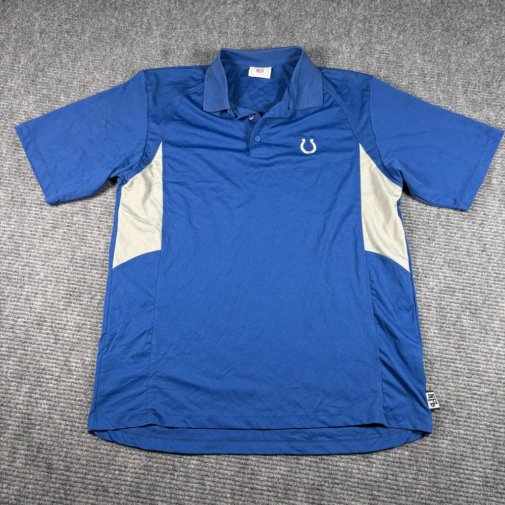 NFL Team Apparel Indianapolis Colts Polo Mens L Blue Excellent Embroidered Logo